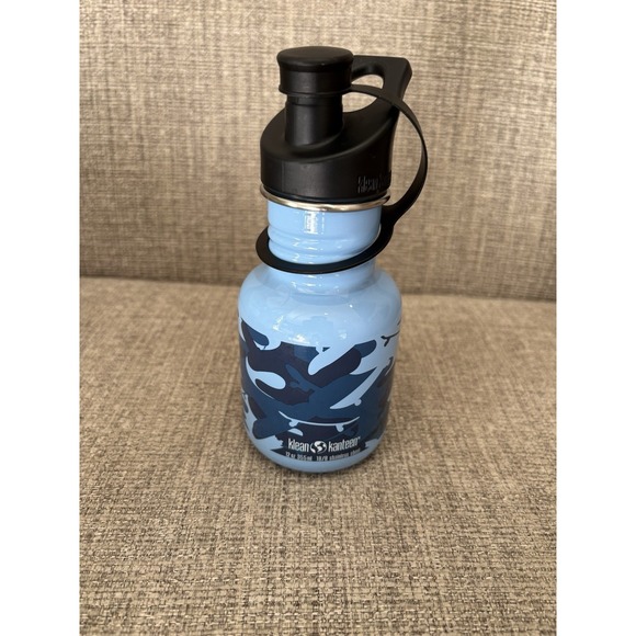 Klean Kanteen 12 OZ Stainless Steel Blue Skateboard  Sport Cap w/Cover - Picture 1 of 5
